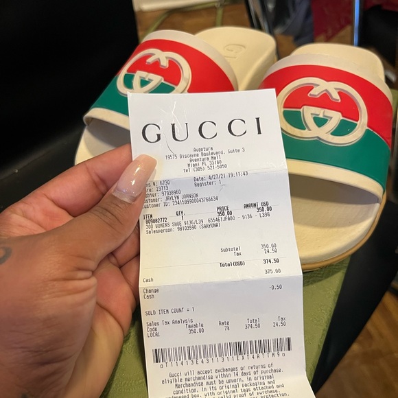 Authentic Gucci Slides with receipt - Picture 2 of 3